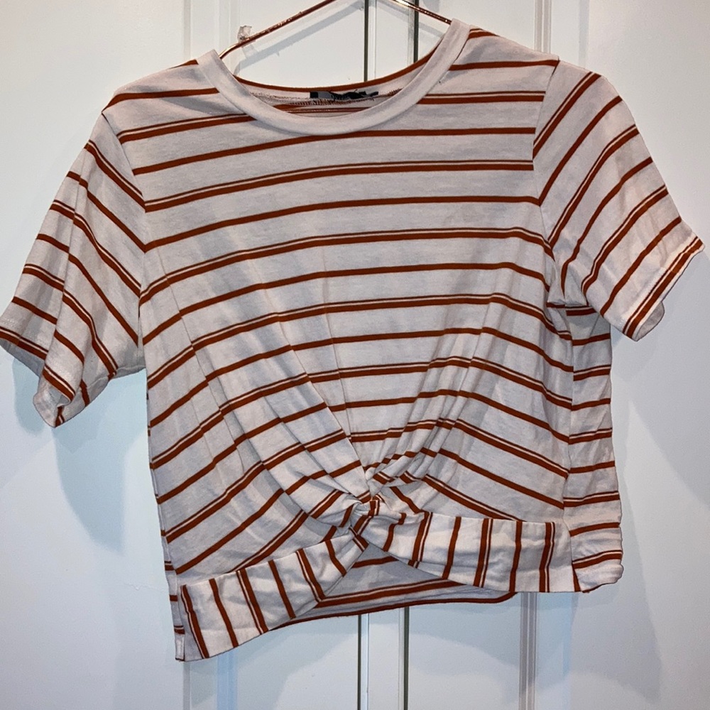 Striped orange/ white shirt